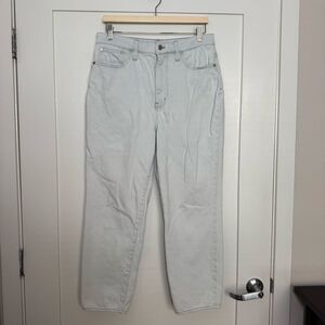 Madewell The Momjean Jeans Womens Sz 30 Blue Straight Leg High Rise Ankle Denim